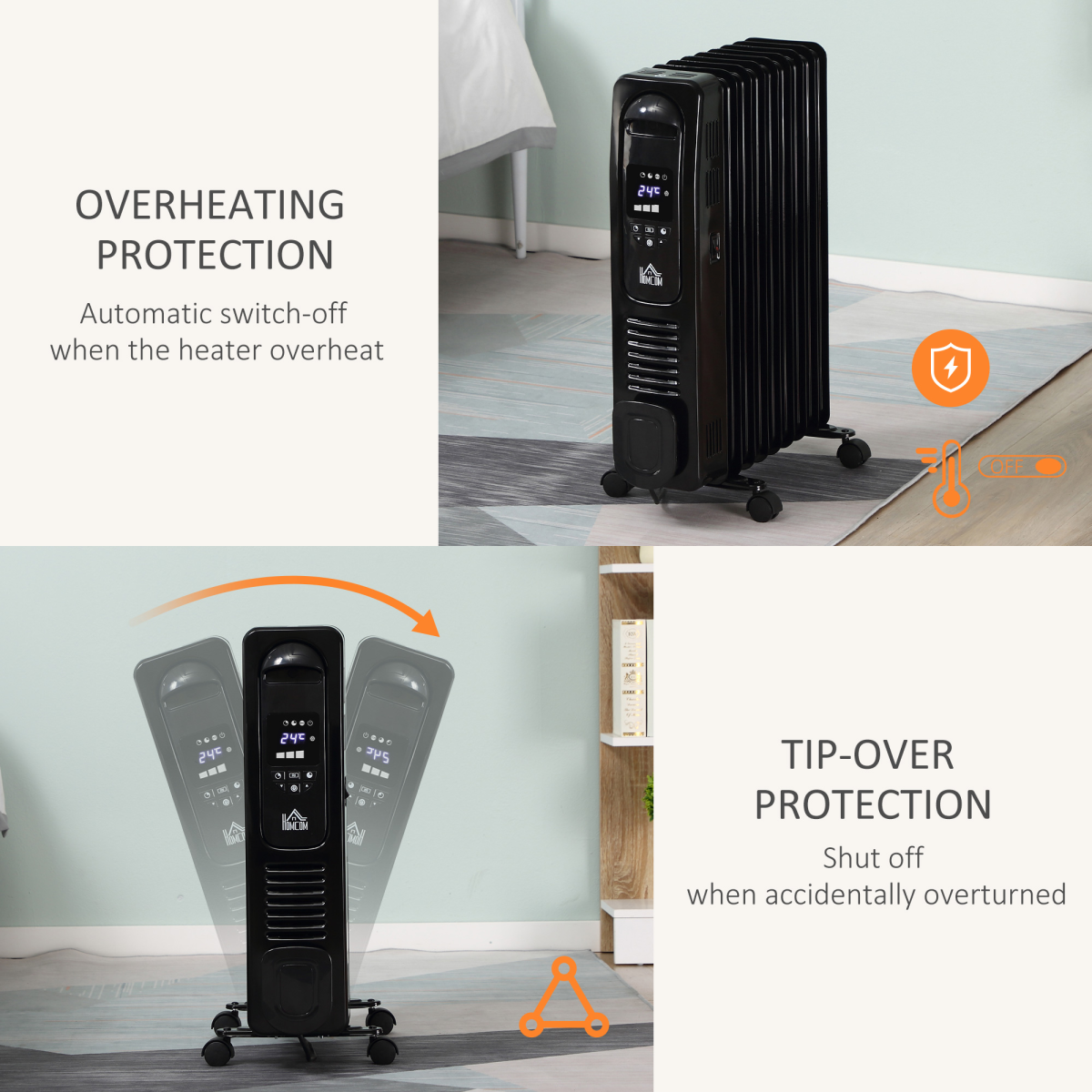 2000W Portable Digital Oil-Filled Radiator Heater with Timer & Remote Control