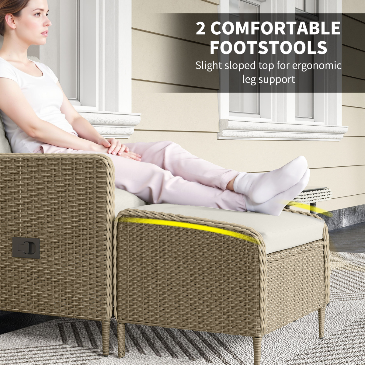 Light Grey Rattan 5-Piece Garden Lounge Set with Reclining Armchairs