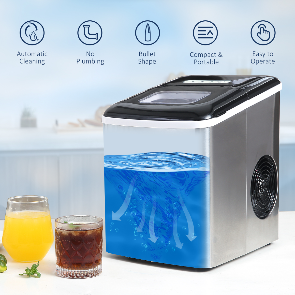 Instant Chill: Portable Countertop Ice Maker - Fresh Ice Anytime!