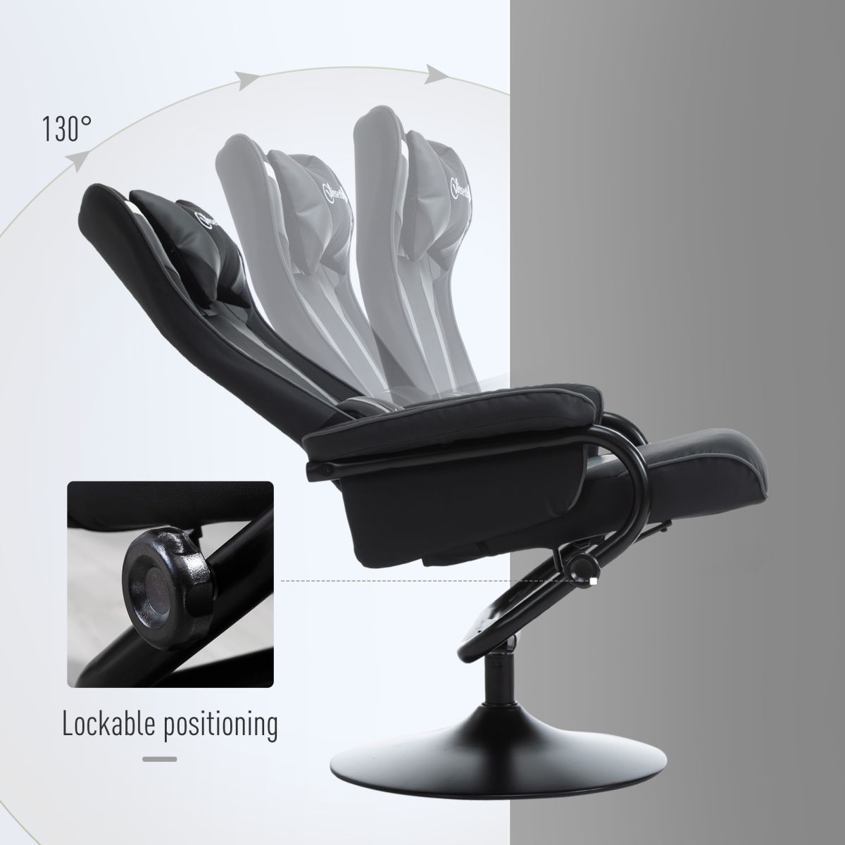 Racing-Style Gaming Chair with Footrest & Pedestal Base Deep Grey