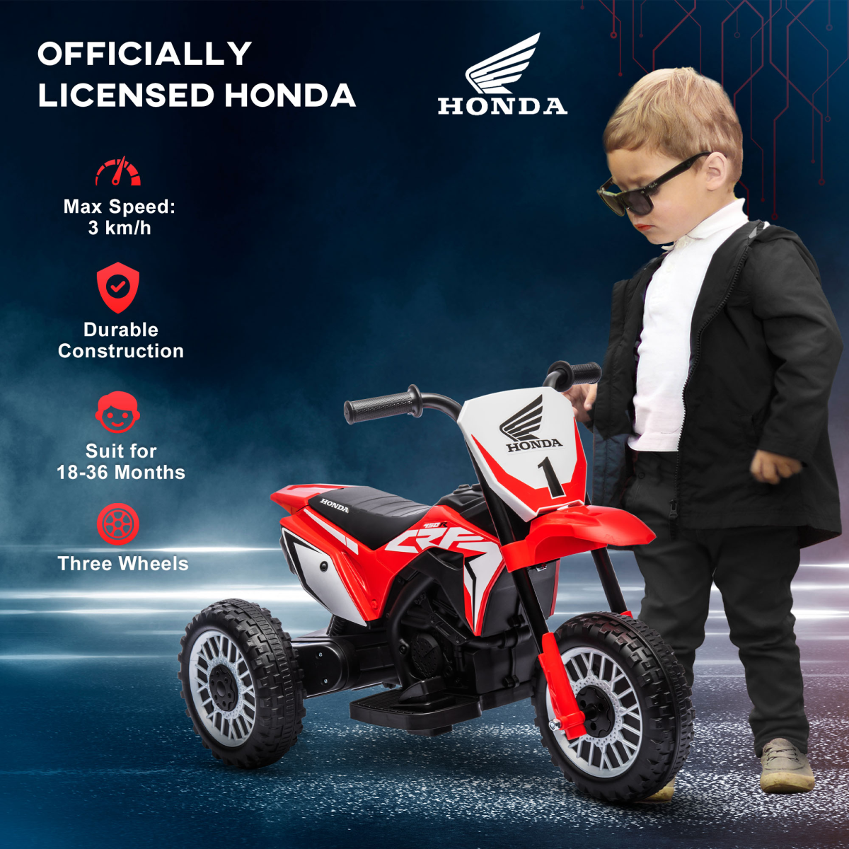 Licensed 6V Honda CRF450RL Kids Electric Ride-On Motorbike - Red