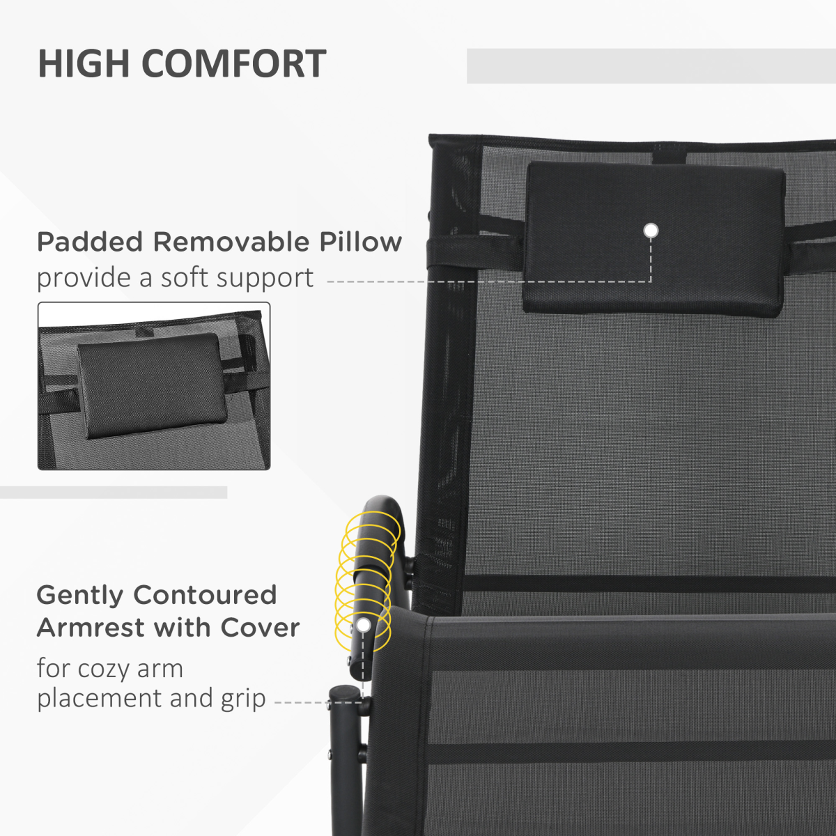 Zero-Gravity Patio Rocking Lounge Chair with Pillow - Black