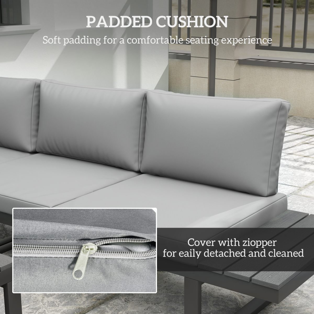 4-Piece Garden Set with 5-Level Reclining Corner Sofa