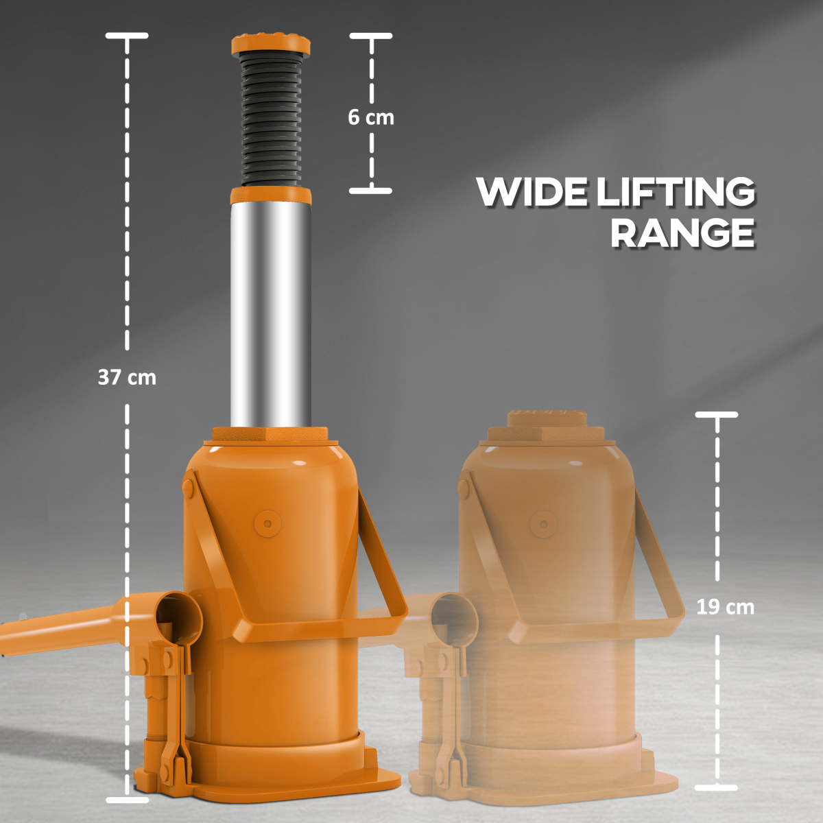PowerLift 12T Hydraulic Bottle Jack – Heavy-Duty Car Lifter, 19-37 cm Range