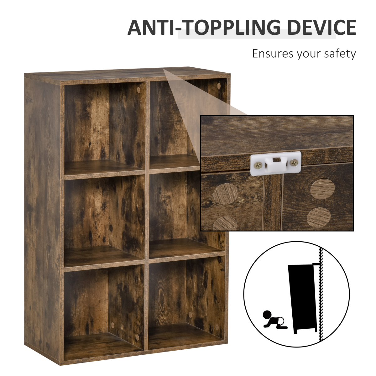 Versatile 6-Cube Storage Bookcase for Home and Office - Stylish & Sturdy