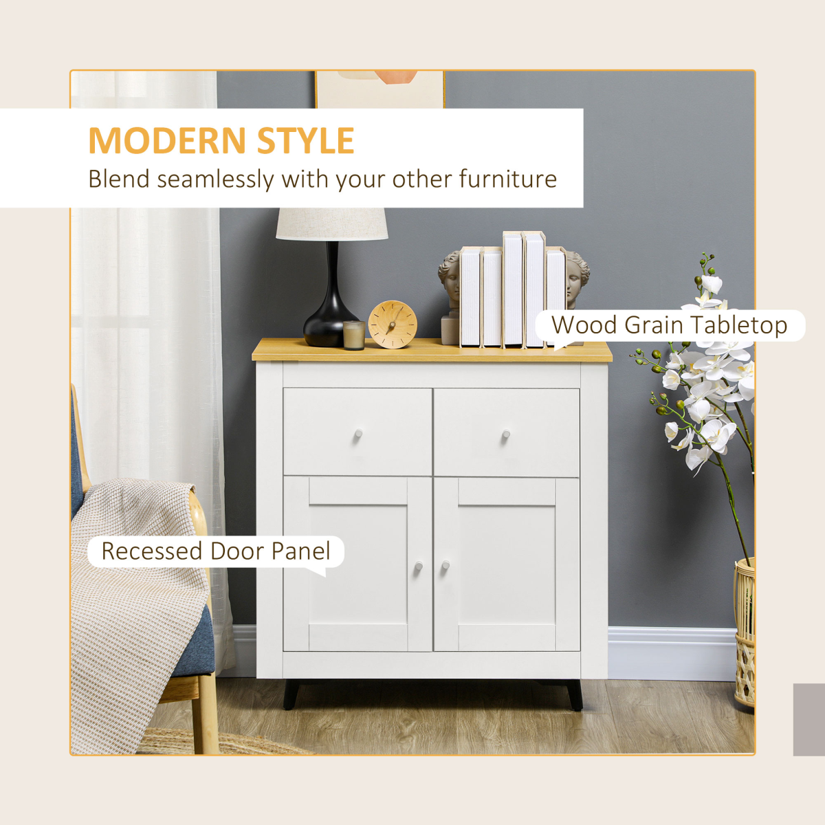 Elegant Freestanding Kitchen Sideboard with Drawers & Soft-Close Doors