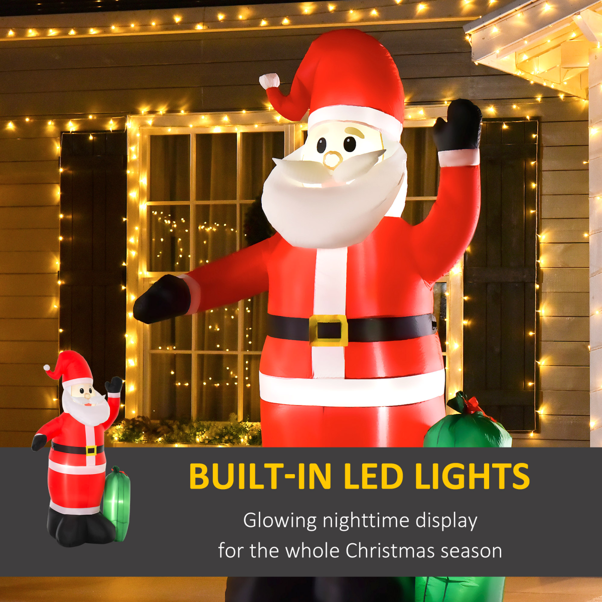 7.5ft LED Self-Inflating Santa Claus for Outdoor Yard Decor