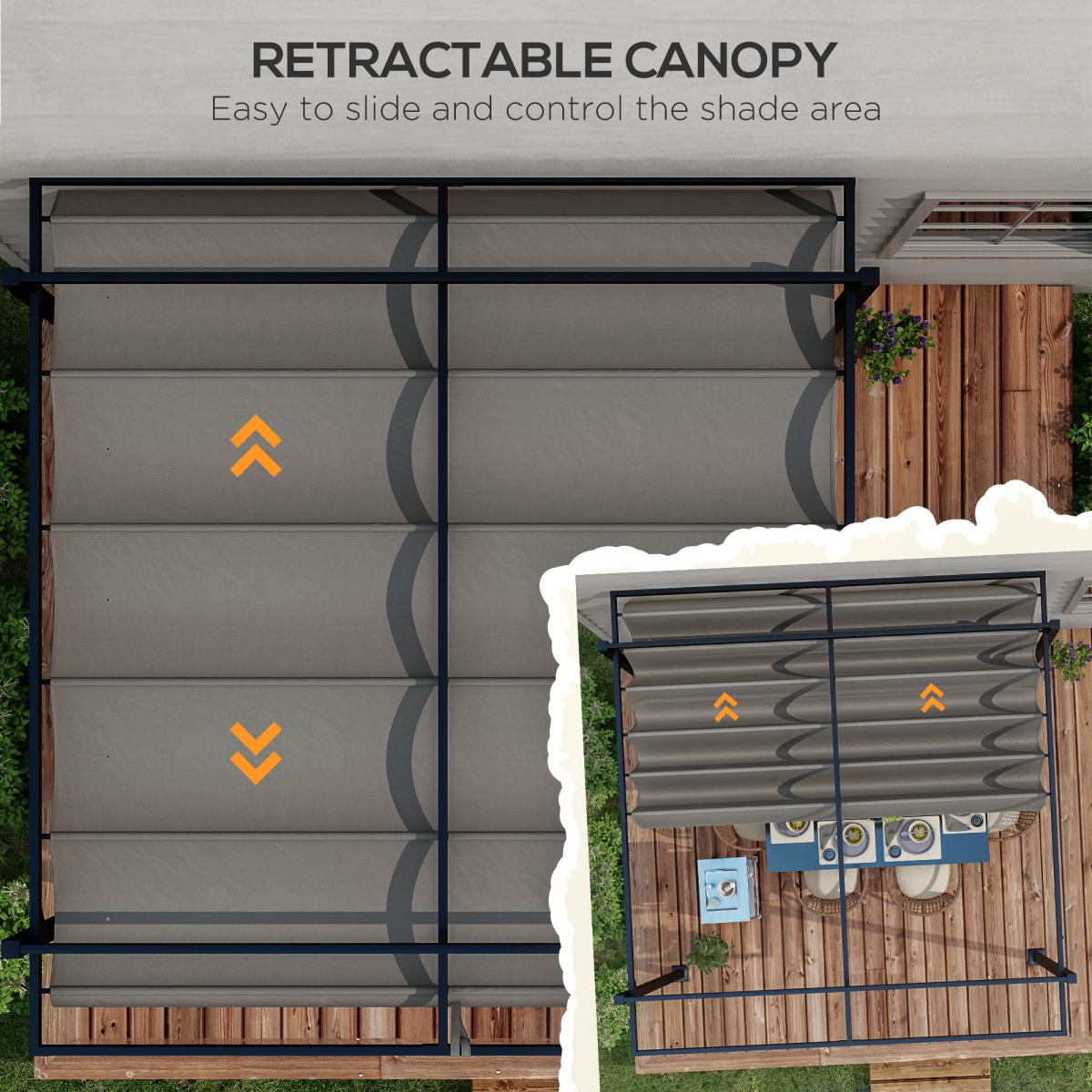 3x3m Retractable Roof Pergola - Aluminium Grey