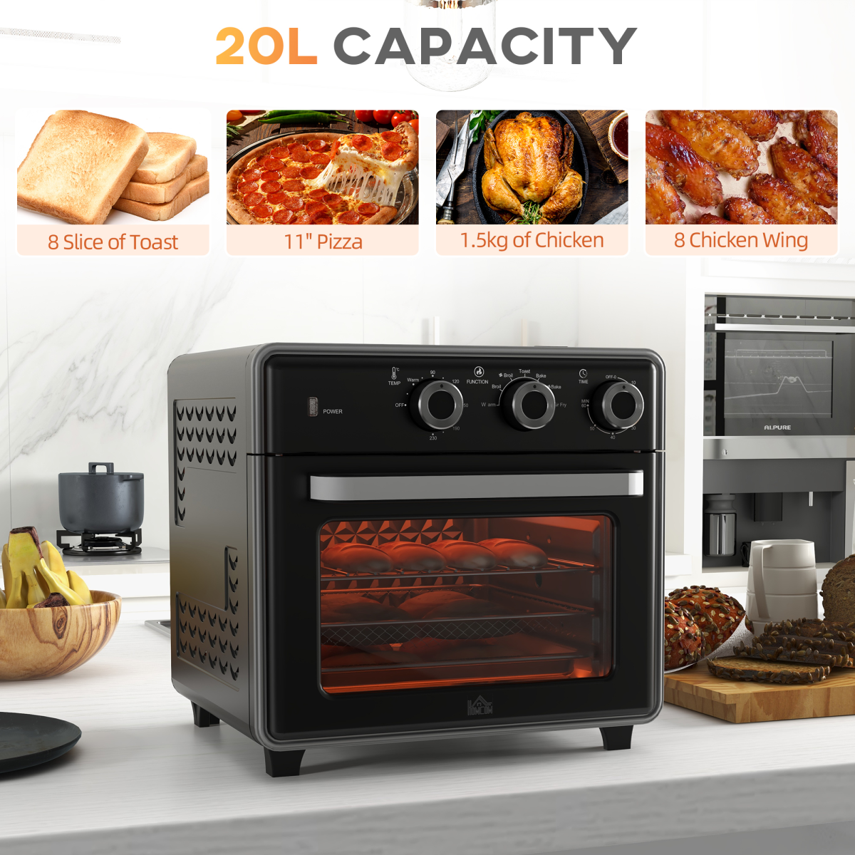 20L Retro Air Fryer Oven - Versatile Convection Cooking Power