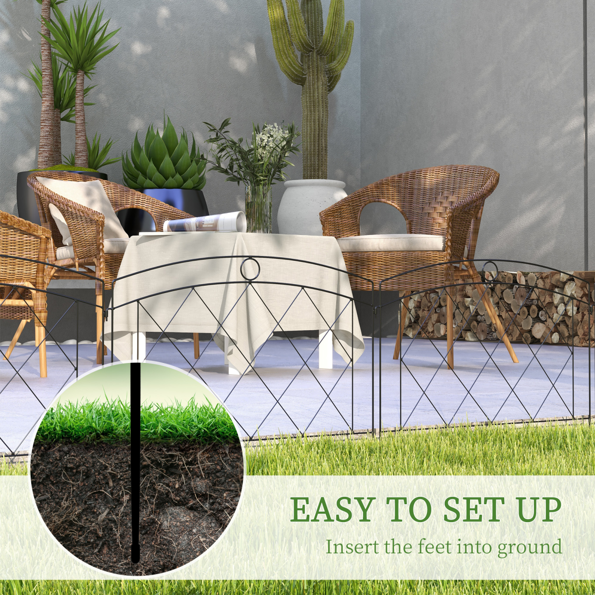 6-Piece Garden Fencing: 24in x 12ft Metal Border Edging