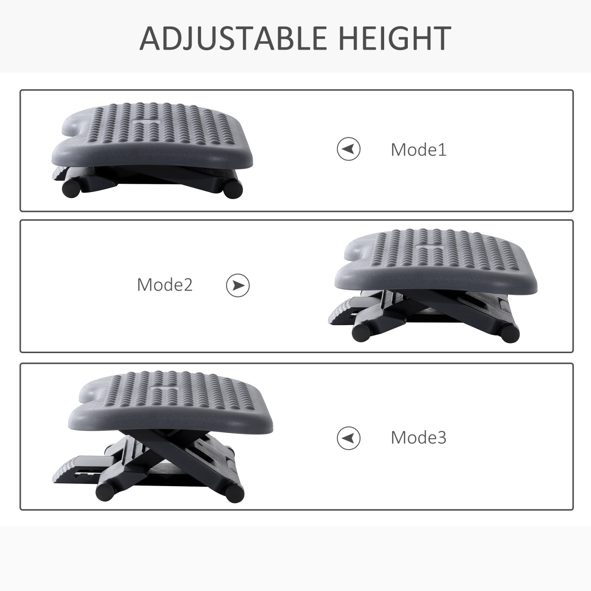 3-Position Tilting Foot Rest with Adjustable Massage for Home & Office - Black