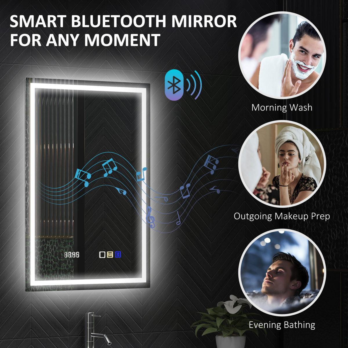 Smart Bluetooth Bathroom Mirror: Illuminating & Music-Ready with LED Touch Control