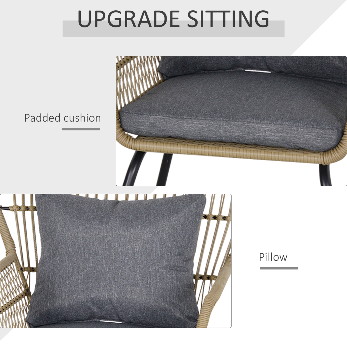 3-Piece Webbed PE Rattan Outdoor Patio Set with Cushions - Brown