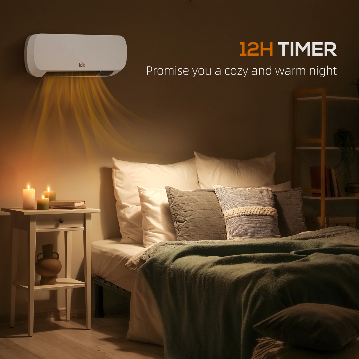 Wall-Mounted Electric Heater with Timer & Overheat Protection