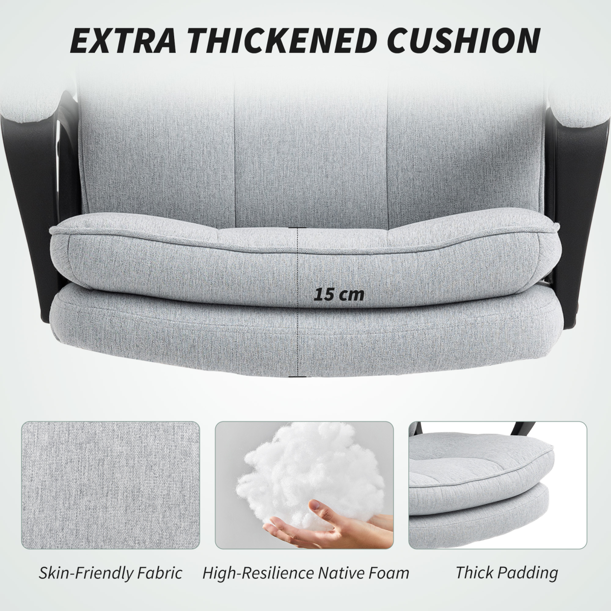 Ultimate Comfort HOME-OFFICE Chair: Stylish Light Grey Swivel Desk Chair