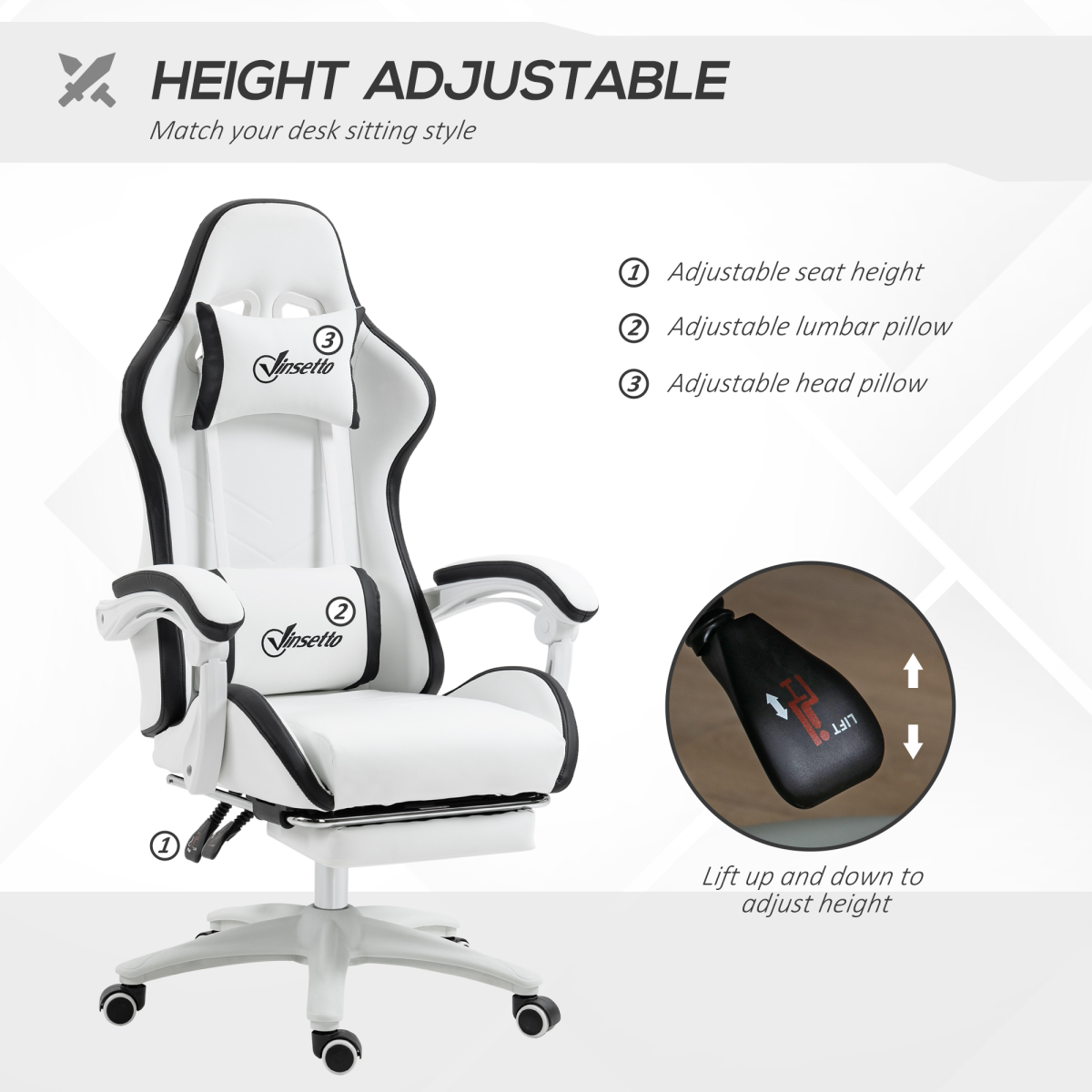 Vinsetto Racing-Style Gaming Chair with Reclining Back & Footrest, Black