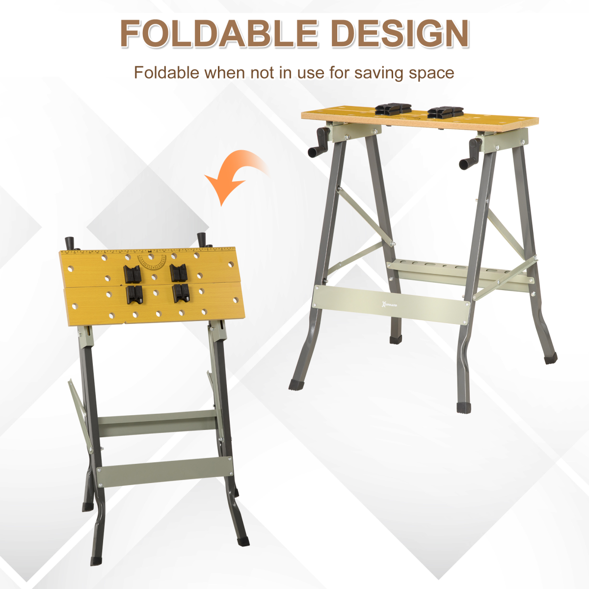 4-in-1 Work Bench: Sawhorse, Clamp Table, Ruler & Protractor, Foldable