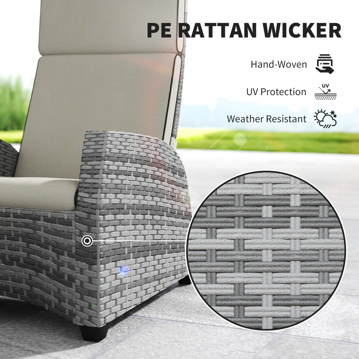 Elegant 5-Piece Grey Rattan Garden Set with Reclining Comfort