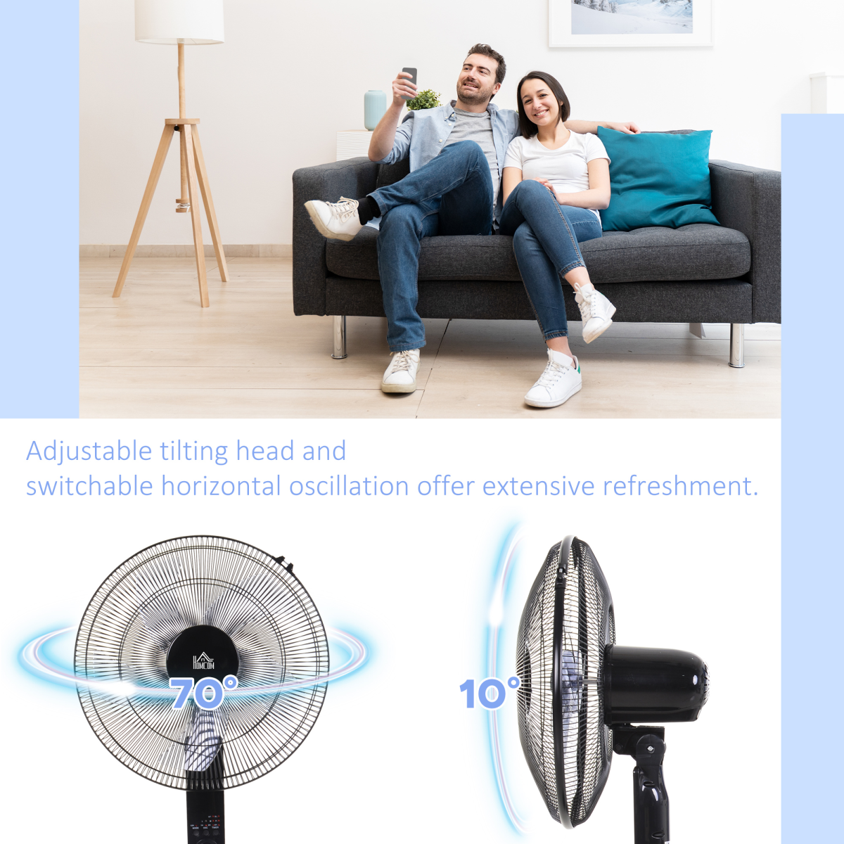 Smart Oscillating Tower Fan with Remote - 3 Speeds & 7.5-Hour Timer