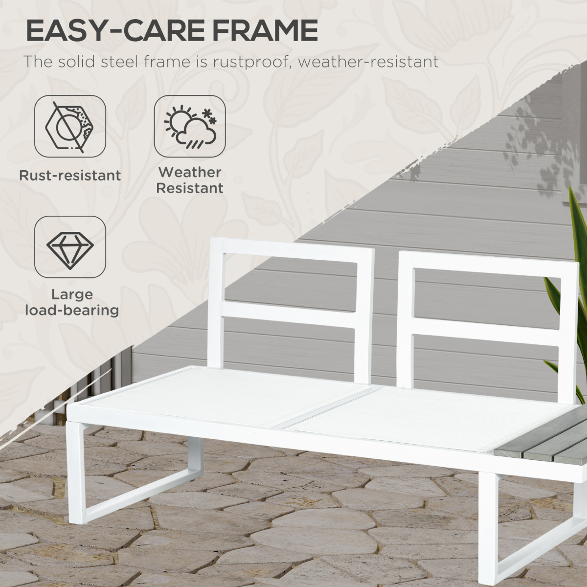 4-Piece Garden Set with Reclining Corner Sofa - White