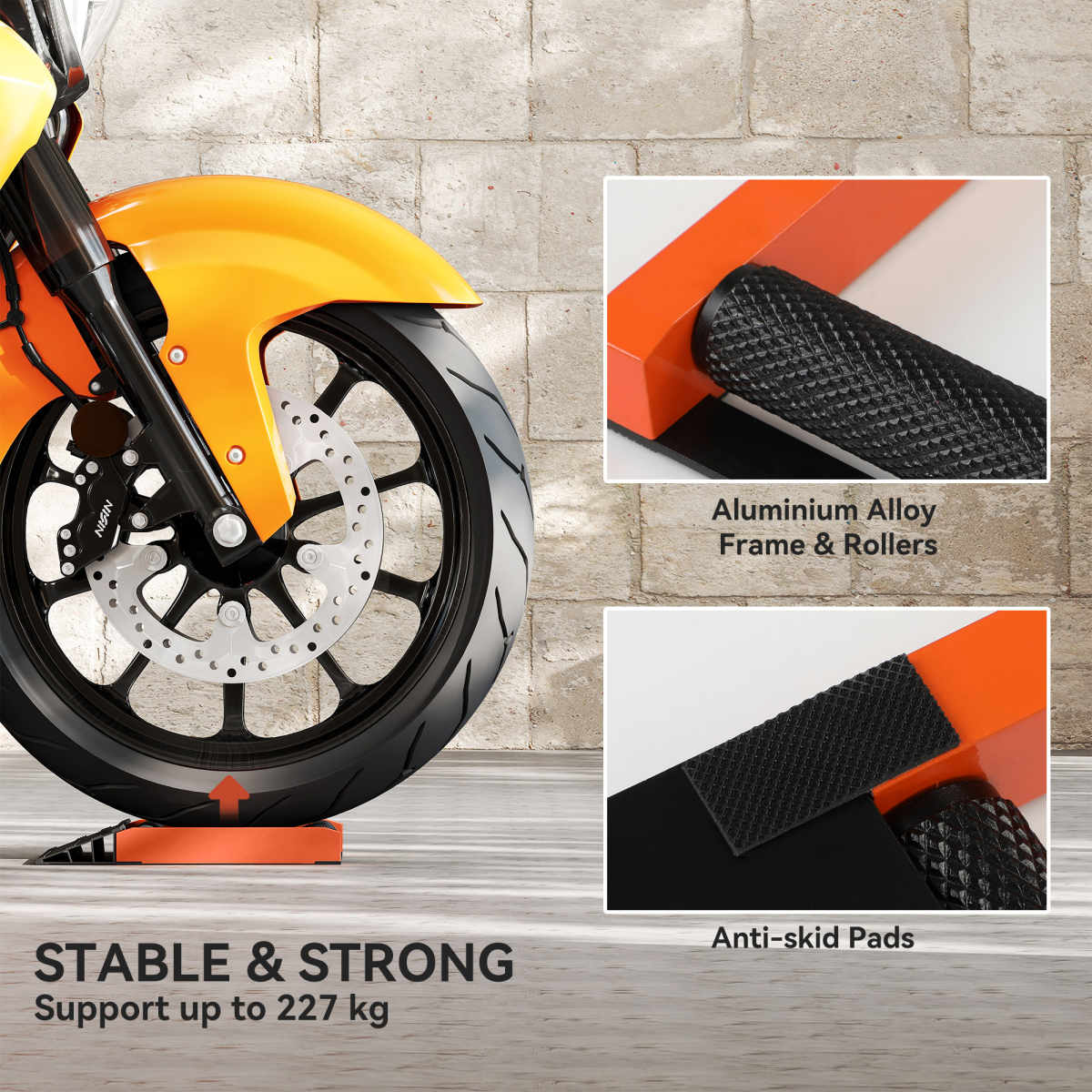 Motorcycle Wheel Roller Stand - Effortless Tyre & Chain Care!
