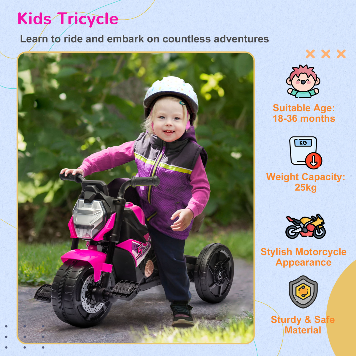 AIYAPLAY 3-in-1 Baby Trike: Tricycle, Sliding Car & Balance Bike - Pink