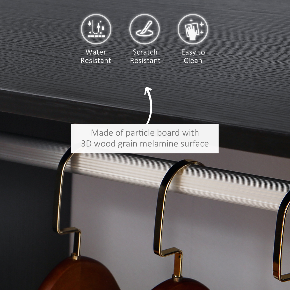 Stylish Open Wardrobe Clothes Rail with Rolling Shelves - Black Storage Solution