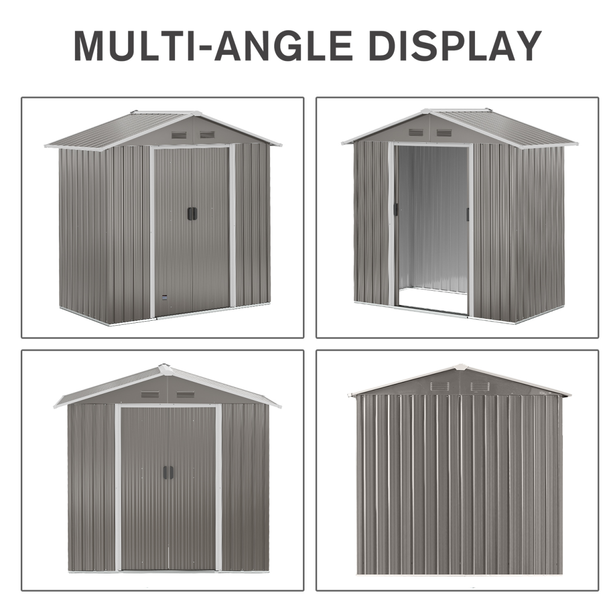 6.5x3.5ft Metal Garden Shed – Rust-Resistant Grey Outdoor Storage