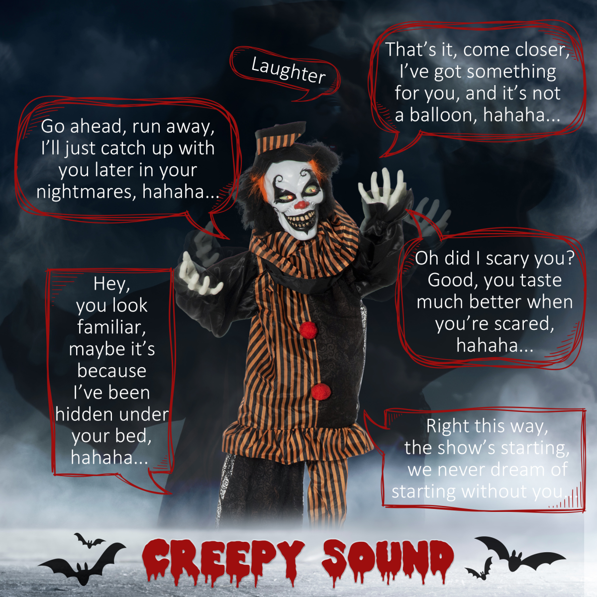 67-Inch Outdoor Life-Size Talking Circus Clown with Light-Up Eyes