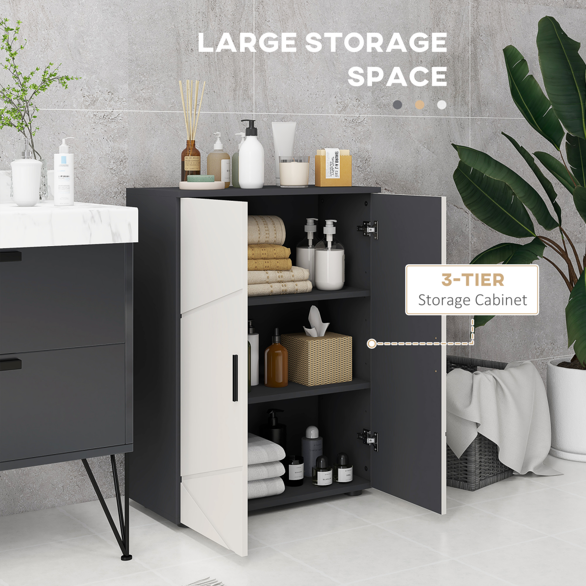 Kleankin Elegant Small Bathroom Storage Cabinet with Soft Close Doors