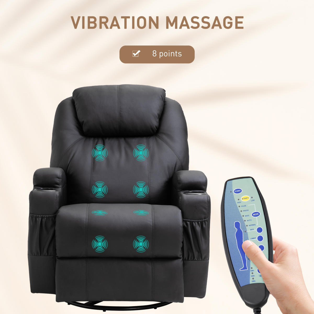 Faux Leather 8-Point Vibration Massage Recliner Sofa with Remote