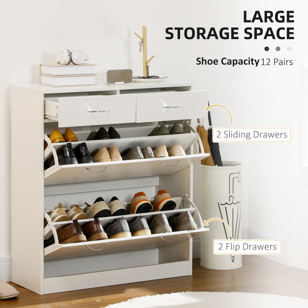 Stylish Slim Shoe Cabinet: Space-Saving Storage for 12 Pairs