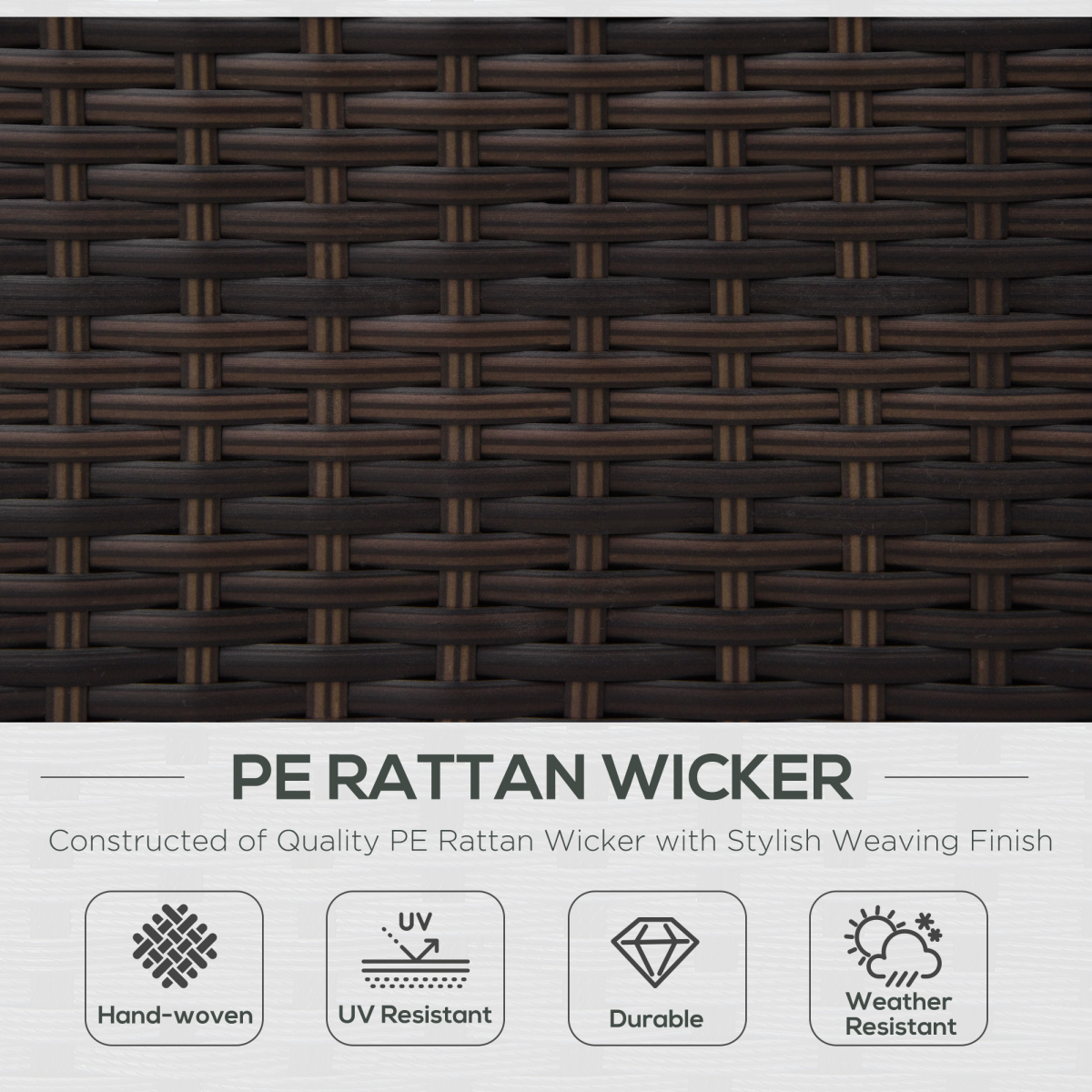 Fire-Resistant Rattan Garden Armchair, Brown - Single Sofa Chair