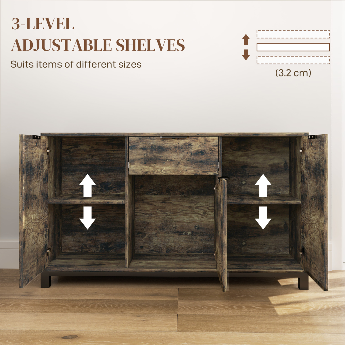 Industrial Rustic Sideboard: Stylish Storage Cabinet for Any Room