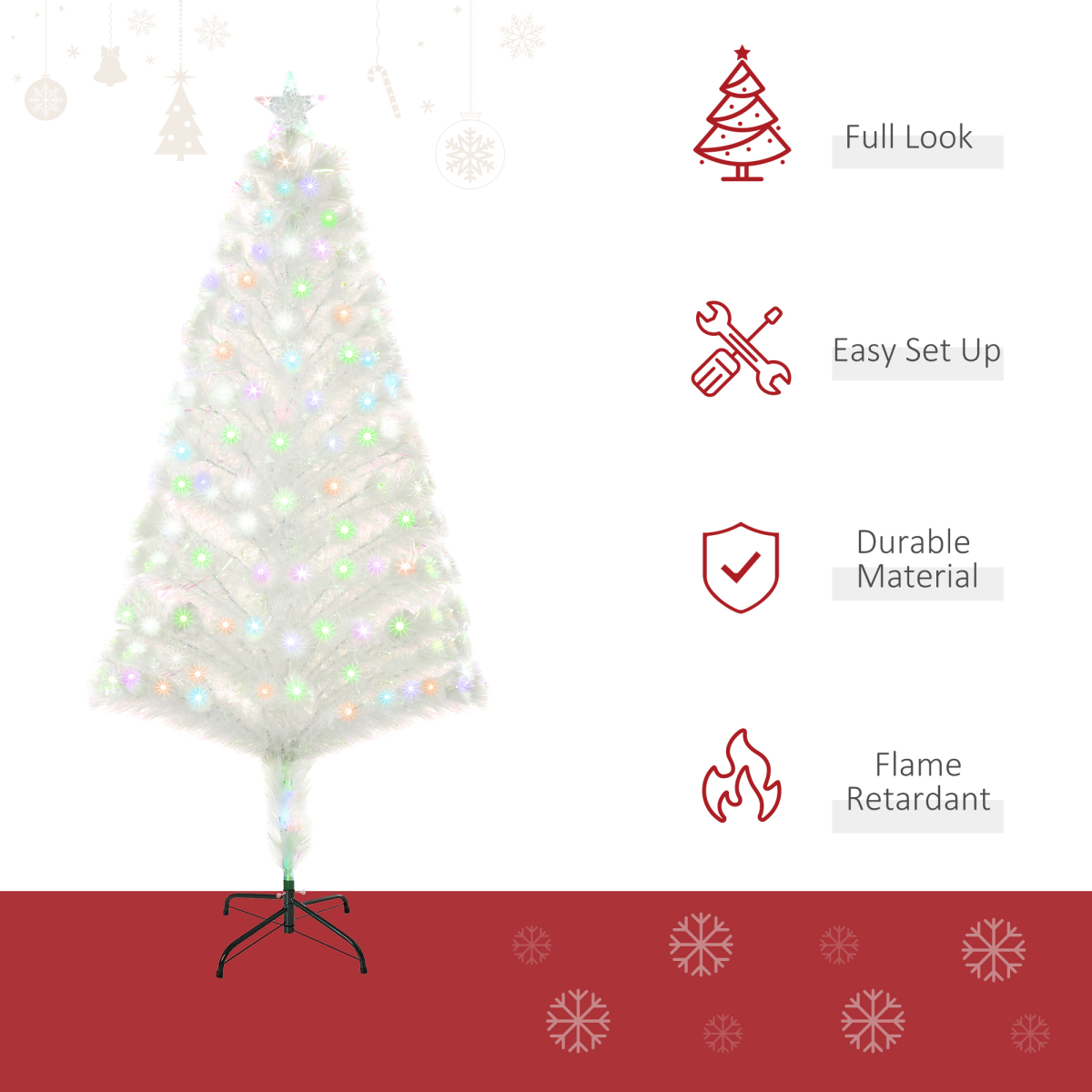 5ft Prelit Fiber Optic Christmas Tree with White LED Lights