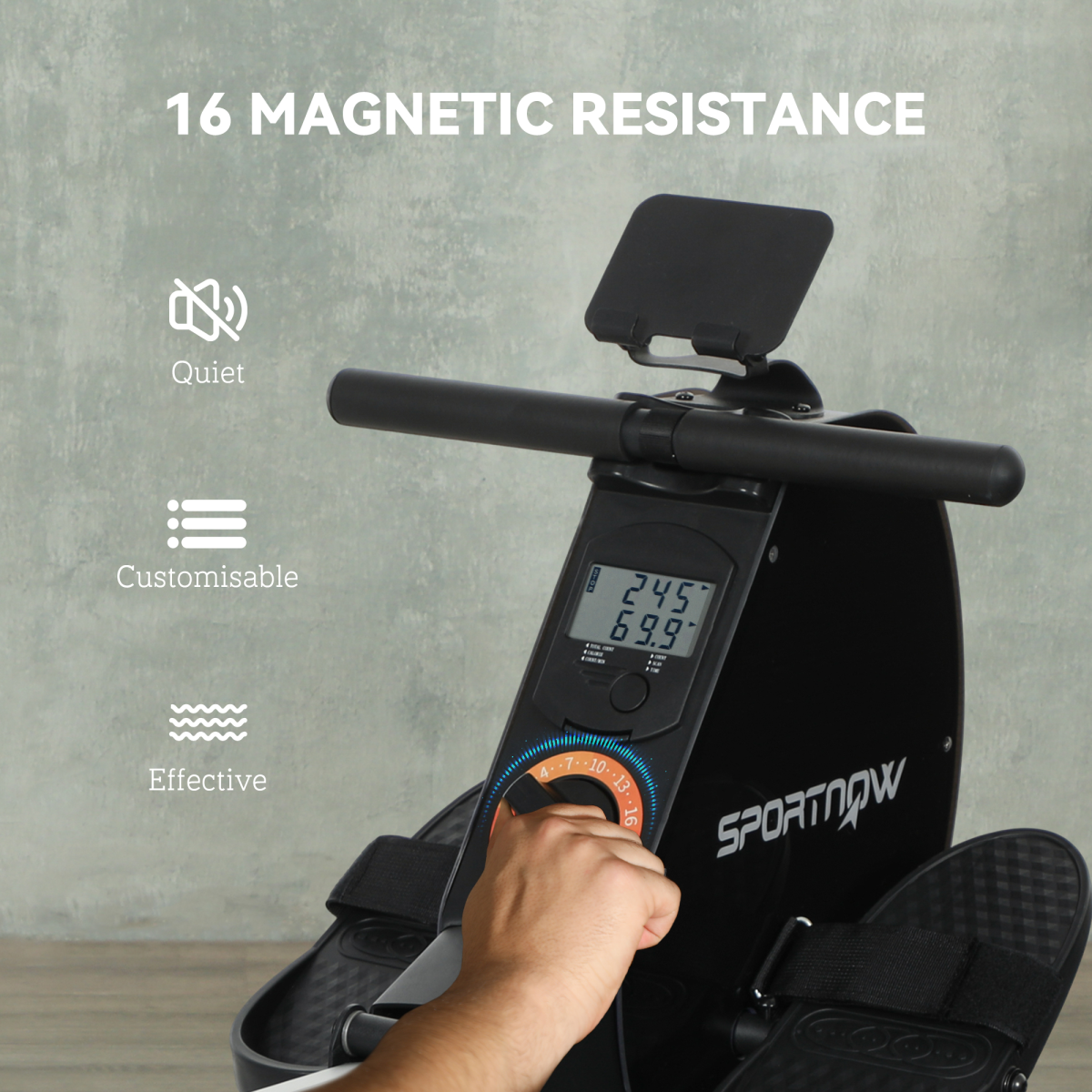SPORTNOW Foldable Magnetic Rowing Machine - Smooth Glide & Space-Saving
