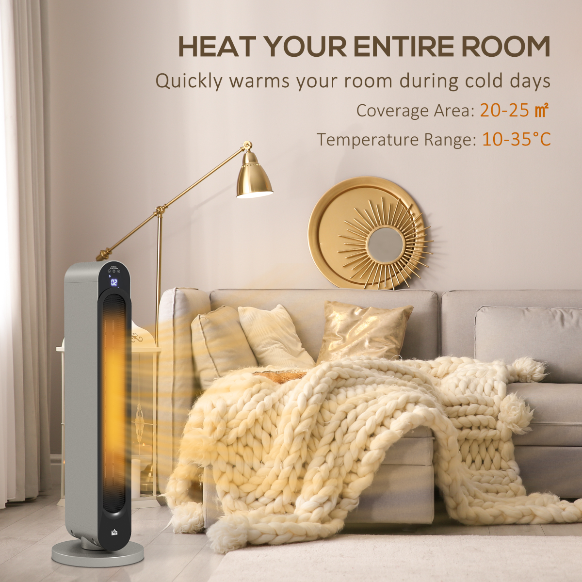 Cozy Comfort: 2200W Ceramic Heater with Remote & 12-Hour Timer
