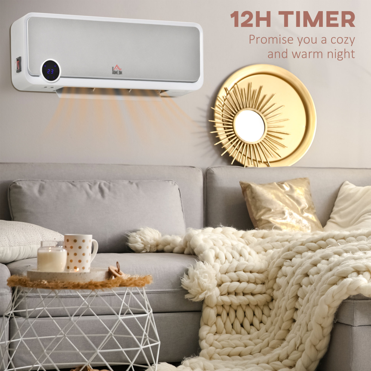 Smart Wall-Mounted Ceramic Heater with Remote & 12-Hour Timer
