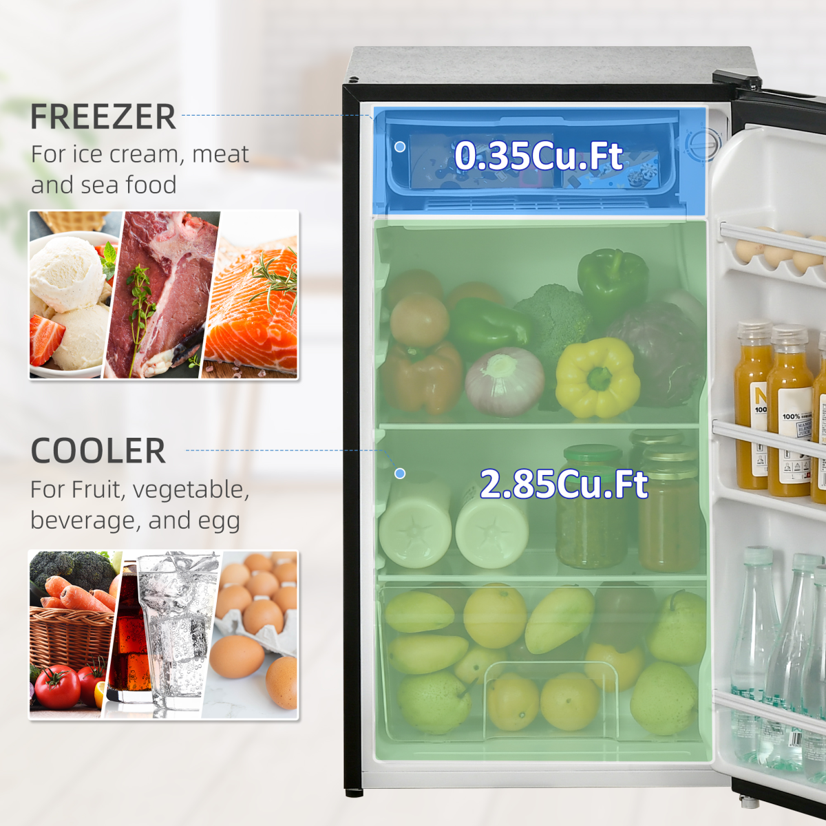 Compact 91L Under Counter Fridge with Chiller Box – Stylish & Versatile Black