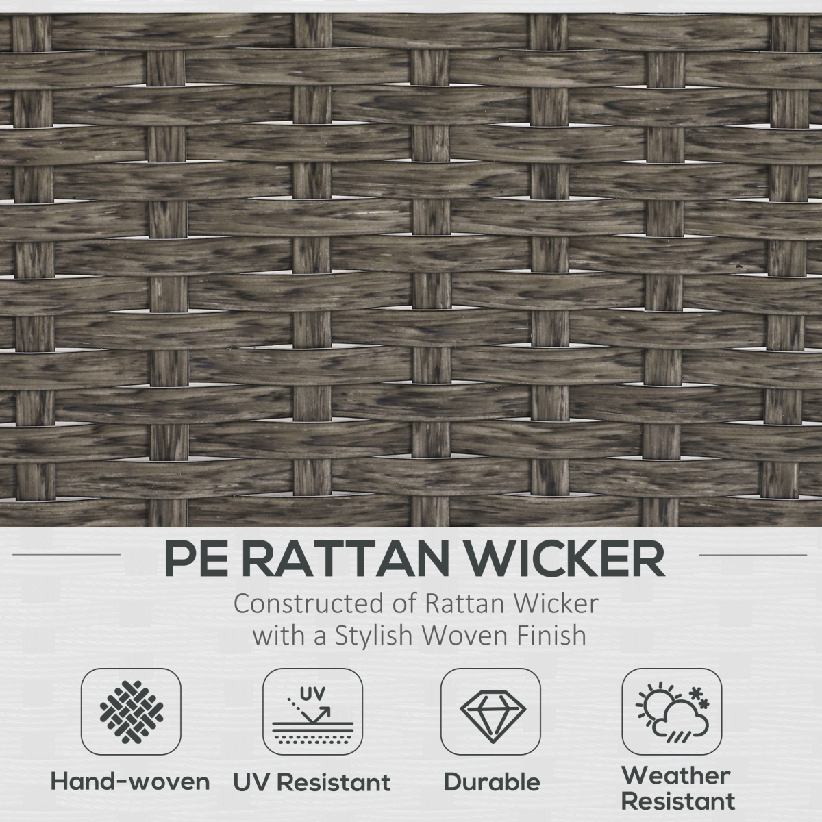 5-Piece Wicker Patio Set with Cushions, Blue - Conversation Furniture