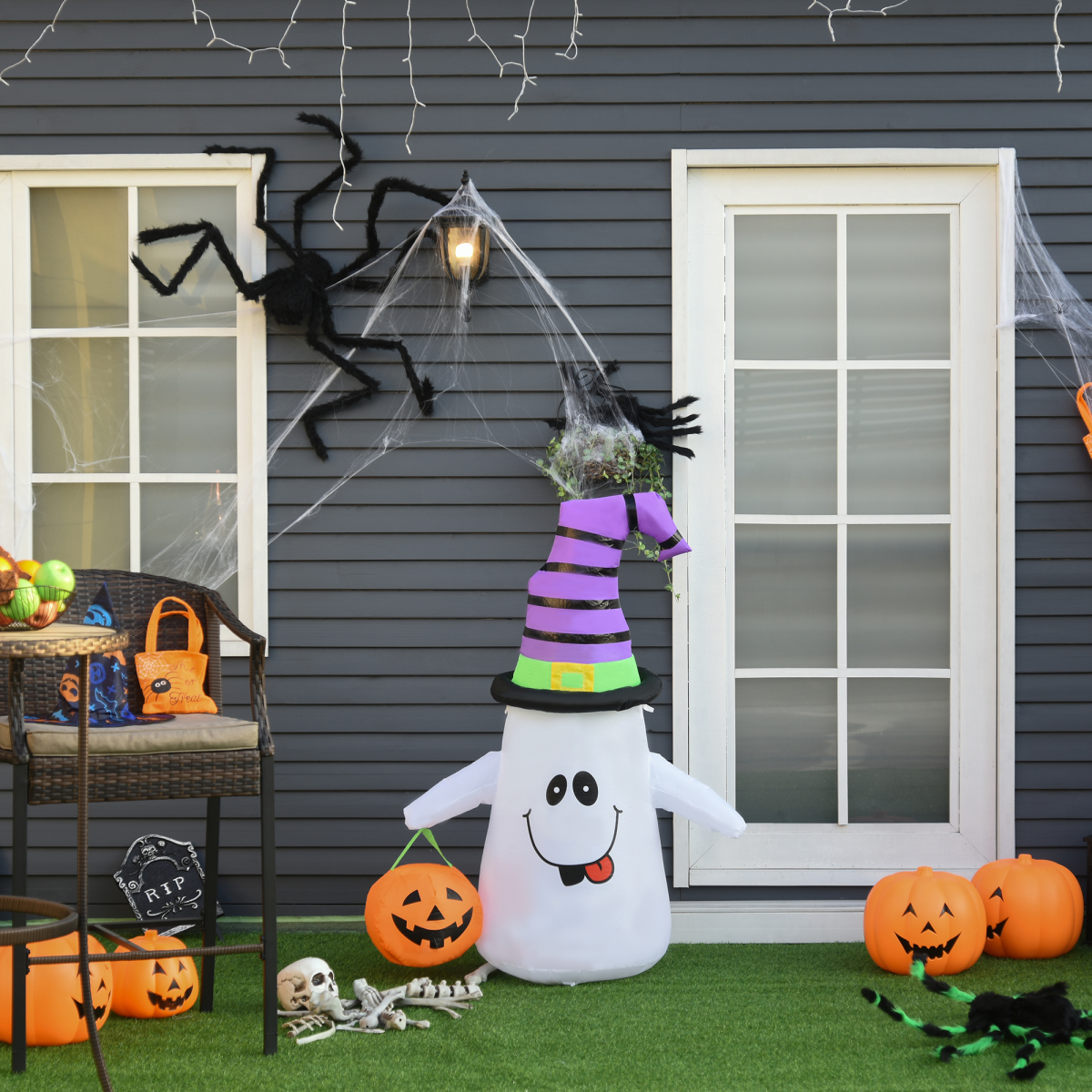 1.2m Witch Ghost Halloween Inflatable LED Pumpkin Lantern