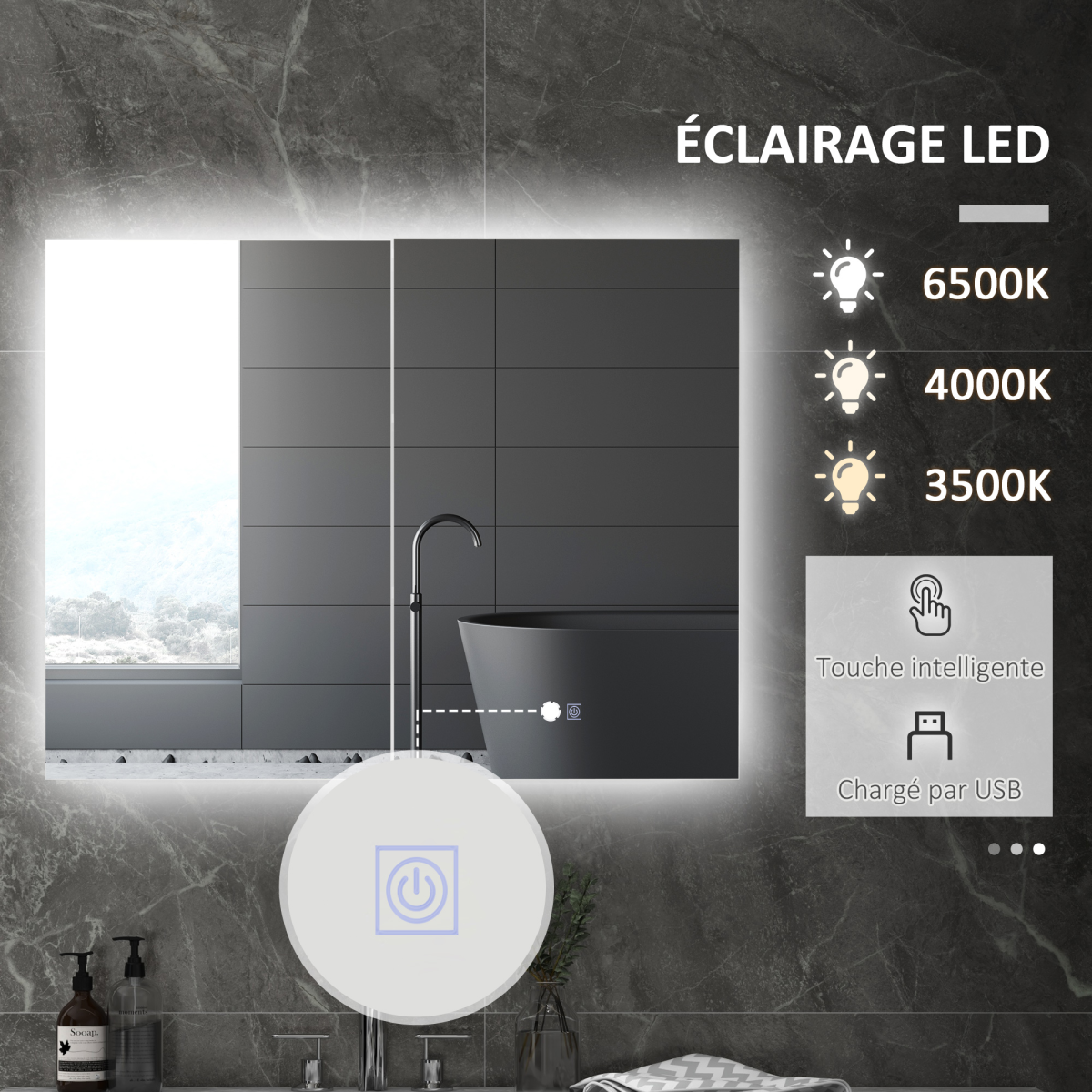 Smart Wall-Mounted Bathroom Cabinet with LED Mirror & USB Charging