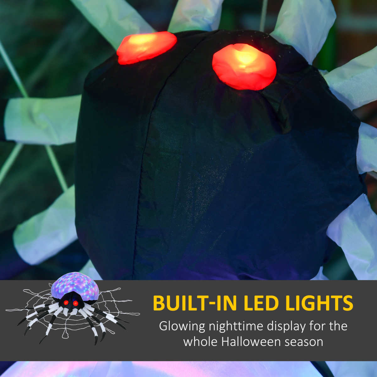 5FT Halloween Inflatable Spider with LED Eyes - Outdoor Garden Display