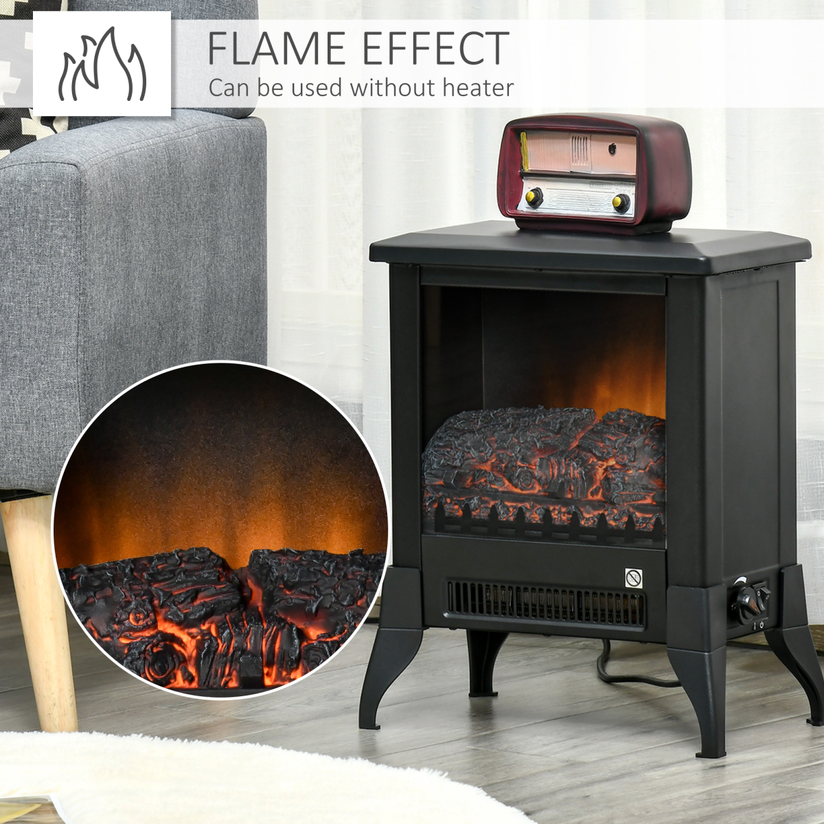 Stylish Electric Fireplace: Adjustable Heat & Overheat Protection!