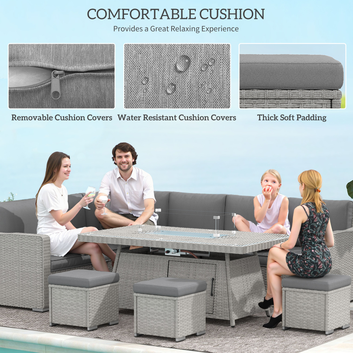 Lux Outdoor Fire Pit Table Set - 50,000 BTU for Cozy Evenings