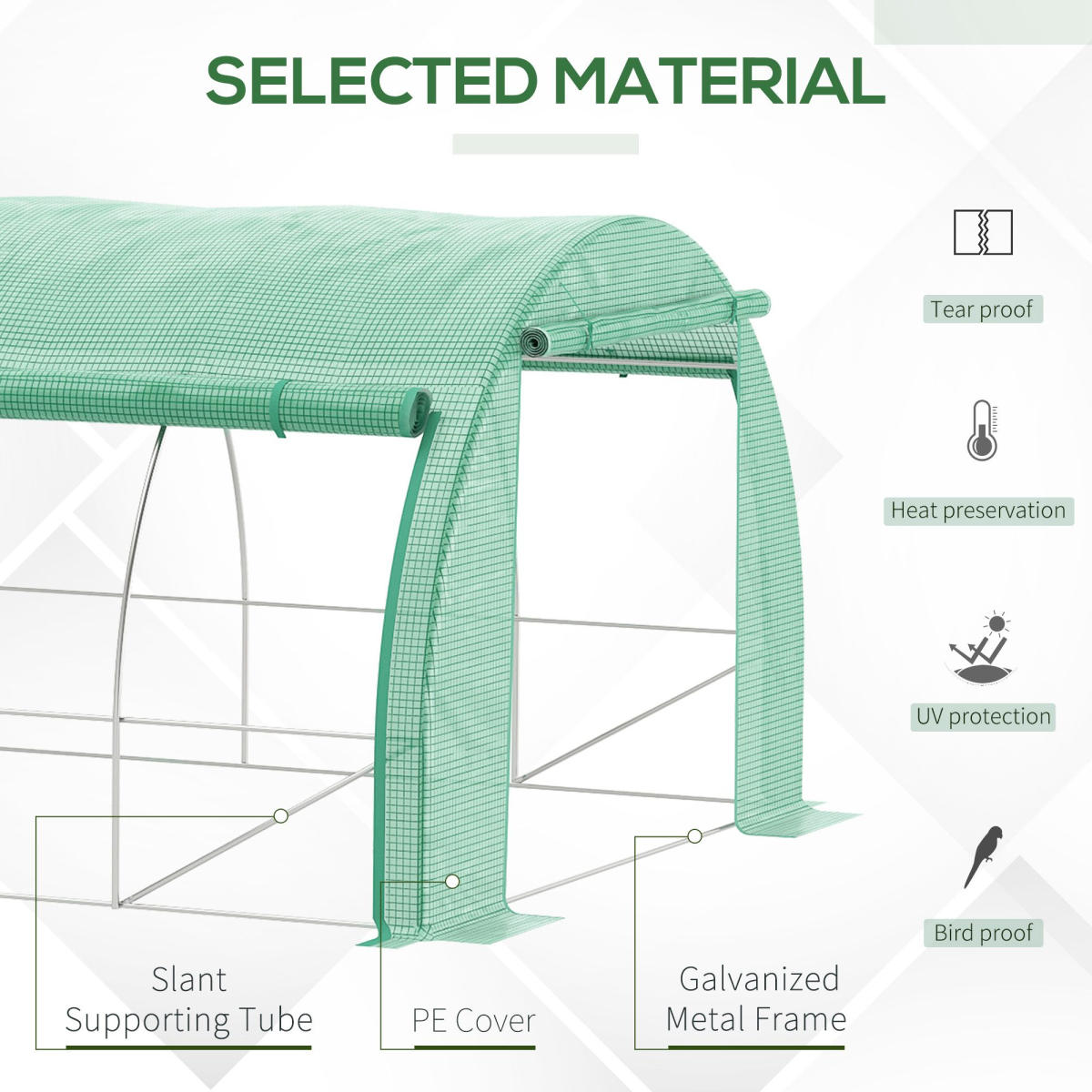 Sturdy 6x3x2m Greenhouse Polytunnel with Galvanised Steel Frame