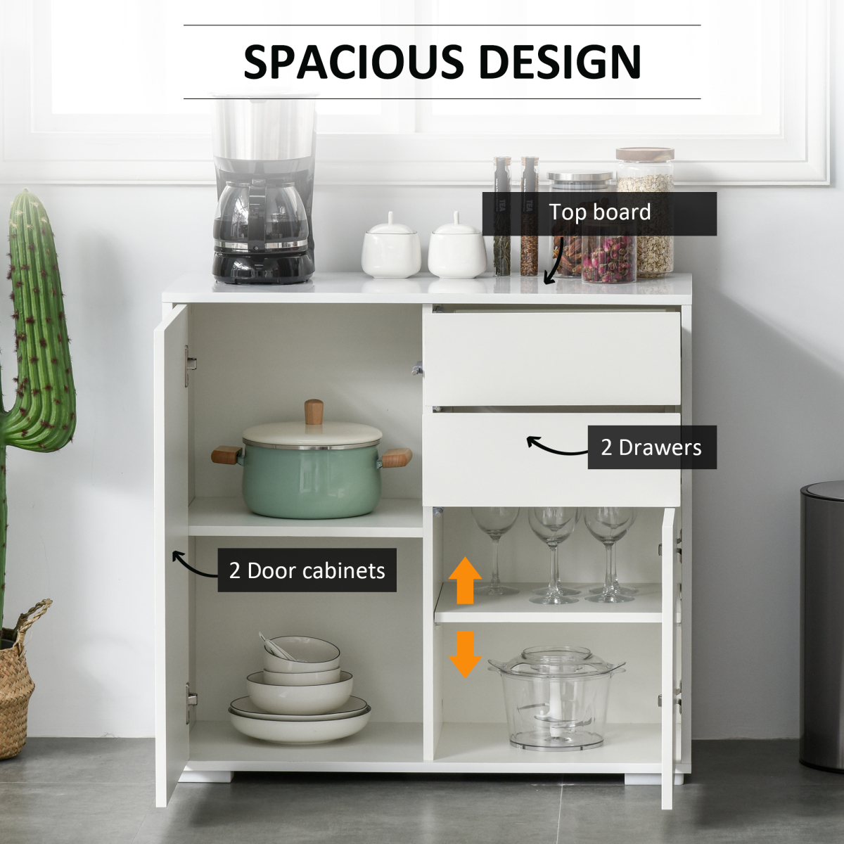 Elegant Dual-Finish Storage Cabinet with Push Open Drawers for Home Office