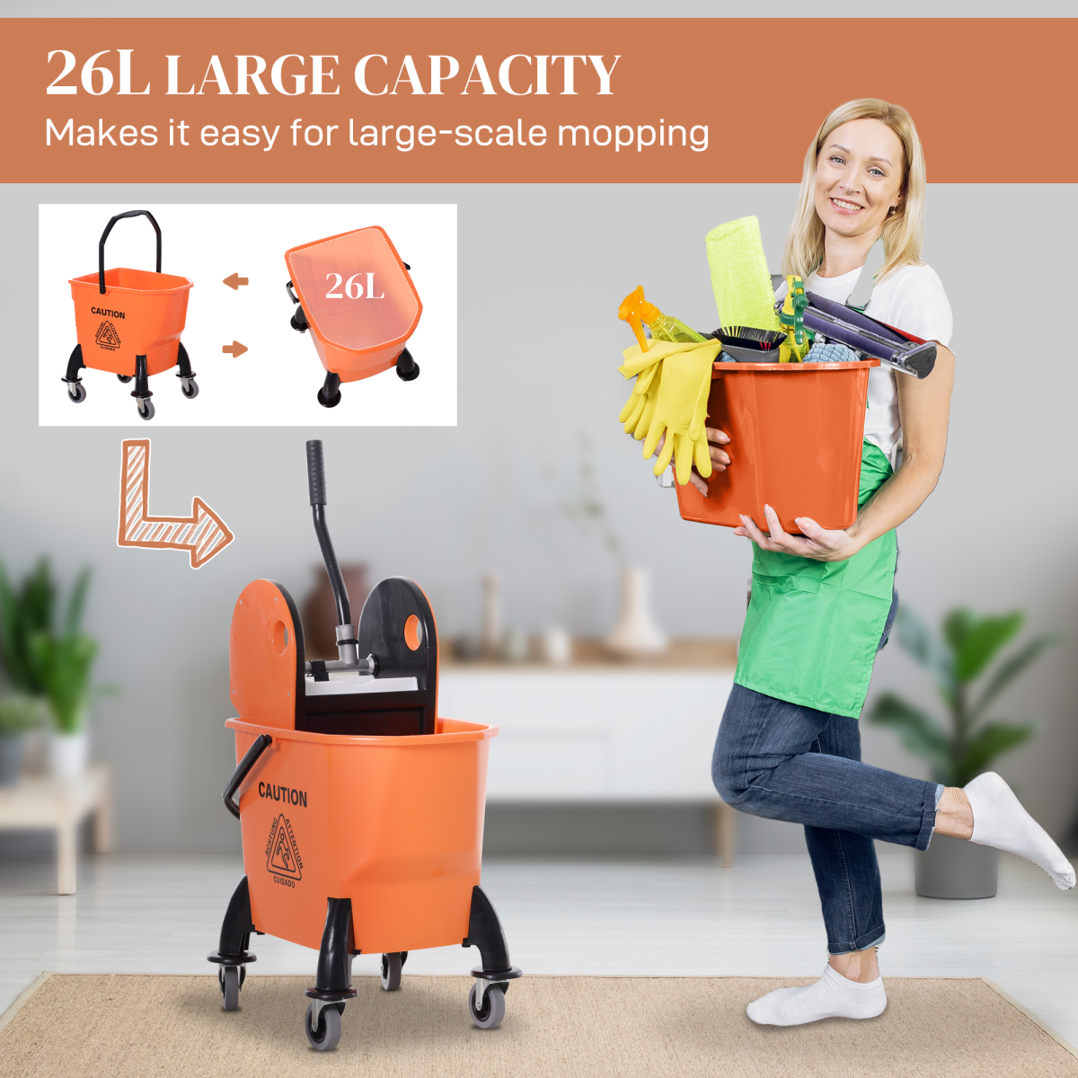 Ultimate Rolling Mop Bucket with Wringer & Easy-Clean Design