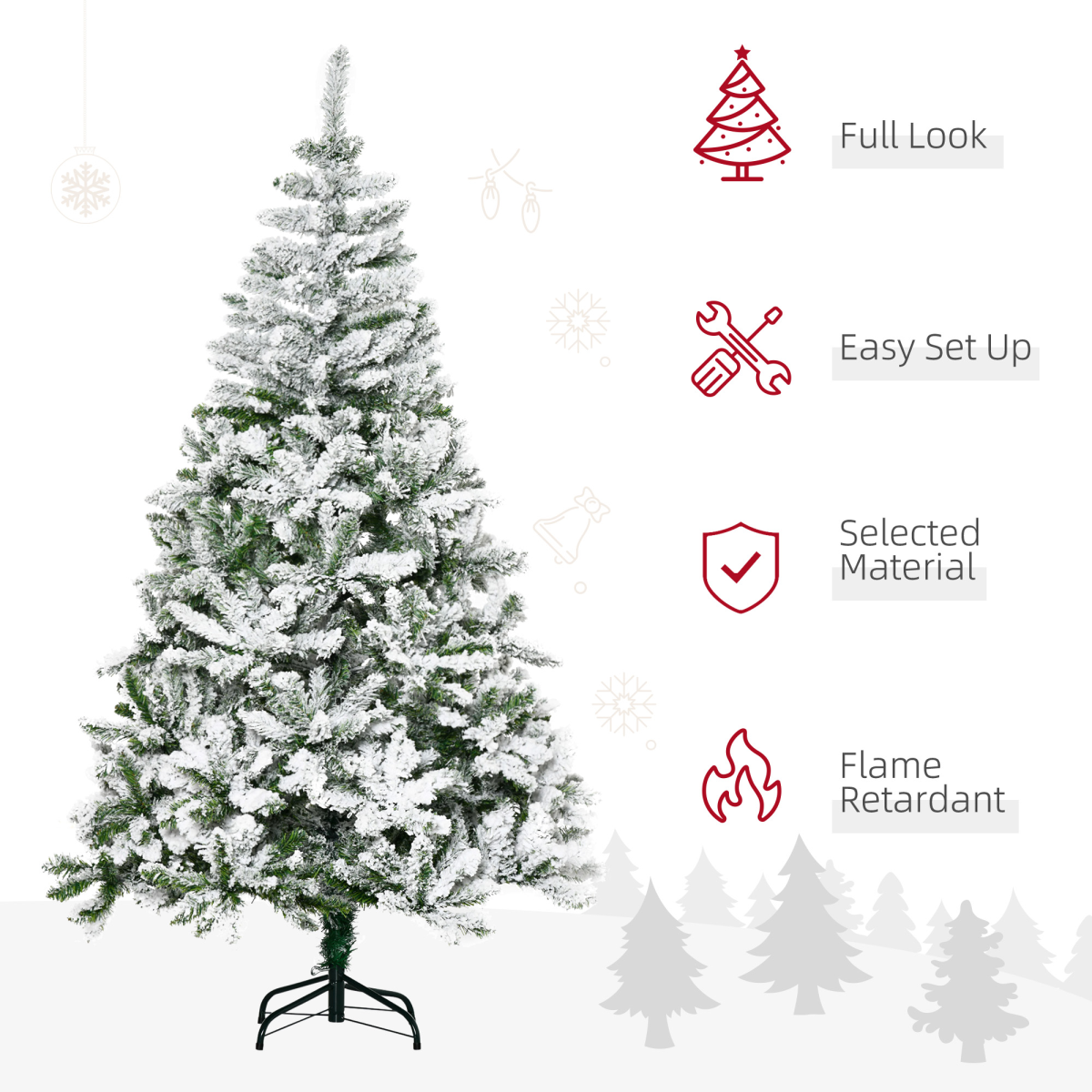 6ft Snow-Flocked Artificial Christmas Tree with Realistic Branch Tips