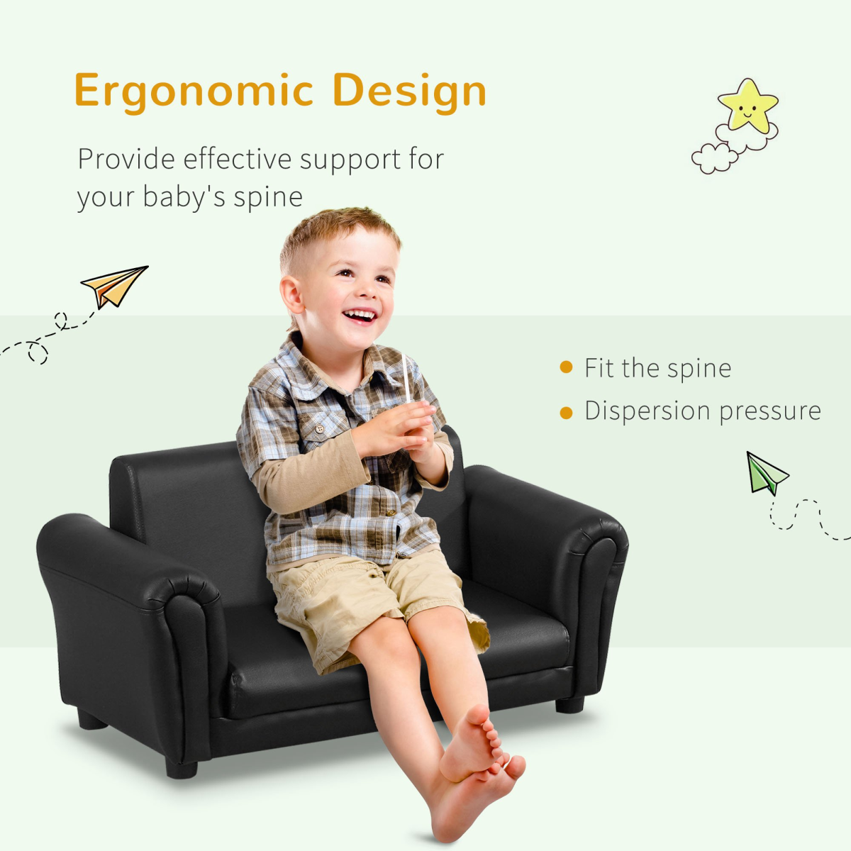 Kids 2-Seater Sofa Set with Armchair & Footstool